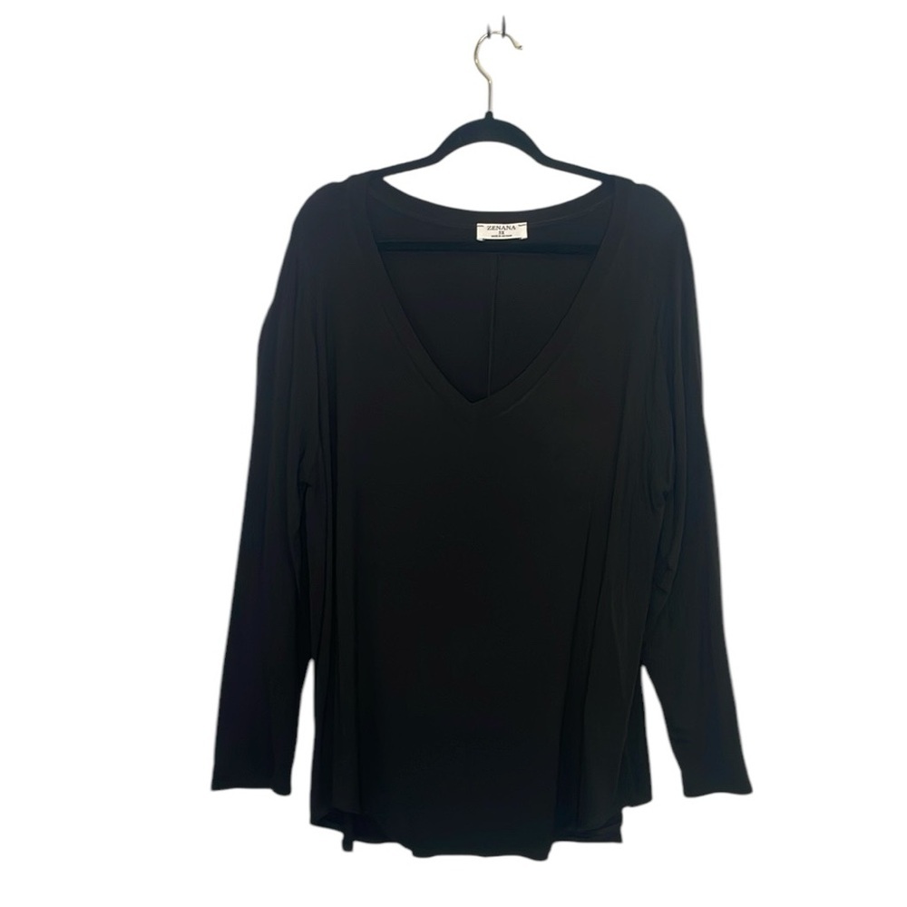 Zenana Women's Black V-Neck Tunic Top Size 3X